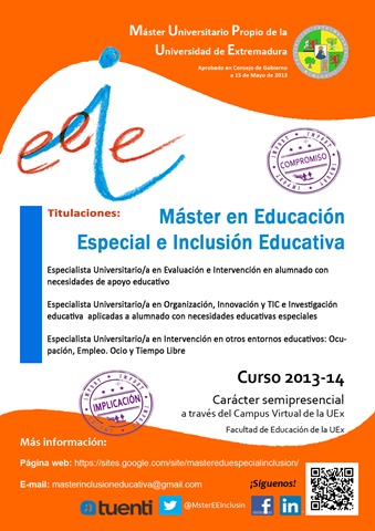 Cartel del Máster en Educación Especial e Inclusión Educativa